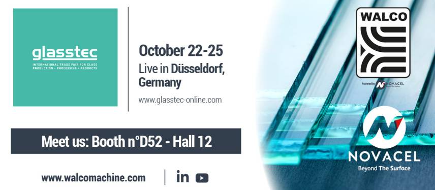WALCO® participates to Glasstec in Düsseldorf, October 22-25, 2024 !