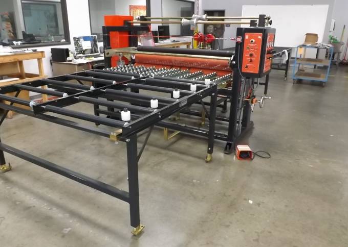 Industrial Laminator Walco 822 - factory floor view showing the machine set up for processing large flat panels