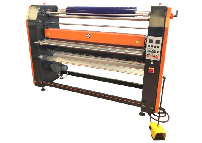 Industrial Laminator PRO-JET by Walco - full system view with foot pedal control and film roll