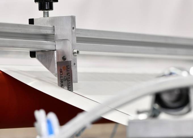 Industrial Laminator TX by Walco - detail of the precision automatic cutting system.