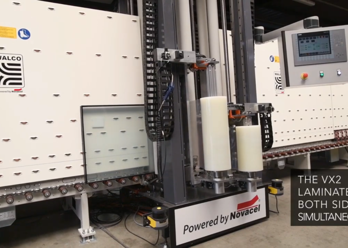 Industrial vertical laminator VX2 by Walco - application carriage with digital control interface.