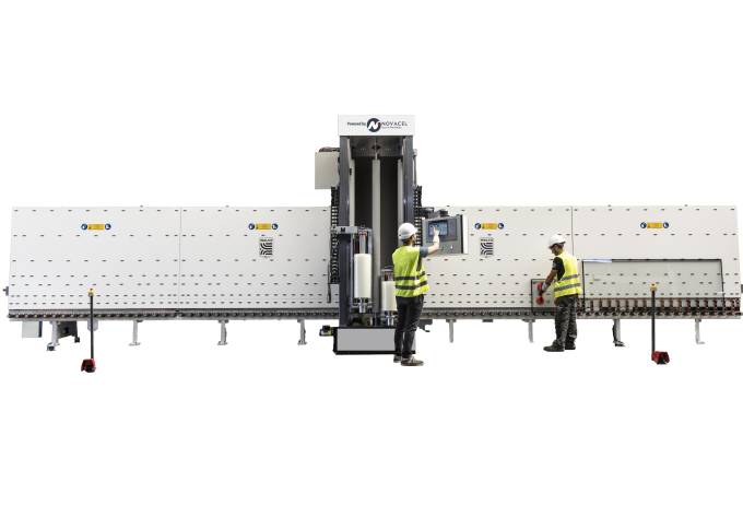 Pelliculeuse verticale industrielle VX2 par Walco - ligne complète automatisée avec opérateurs en usine