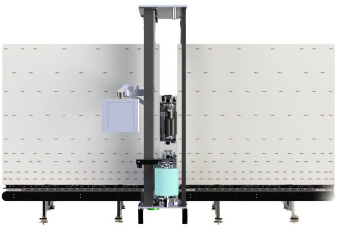 Laminatrice industriale VX Smart di Walco - vista tecnica frontale della stazione di lavorazione verticale automatizzata