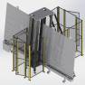 Laminatrice industriale VX Smart di Walco - vista prospettica 3D del sistema verticale compatto con protezioni di sicurezza